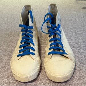 RAF Simons x Adidas Blue and Yellow Canvas High-Top Sneakers Size 10.5